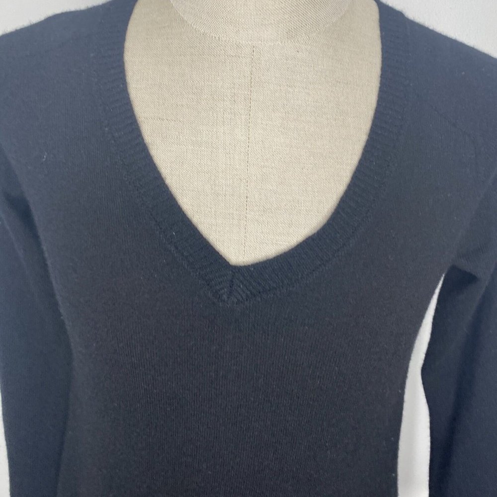 VKoo Cashmere Sweater Dress Size M Black V Neck Long Sleeve Wiggle Knee Length - Picture 3 of 8